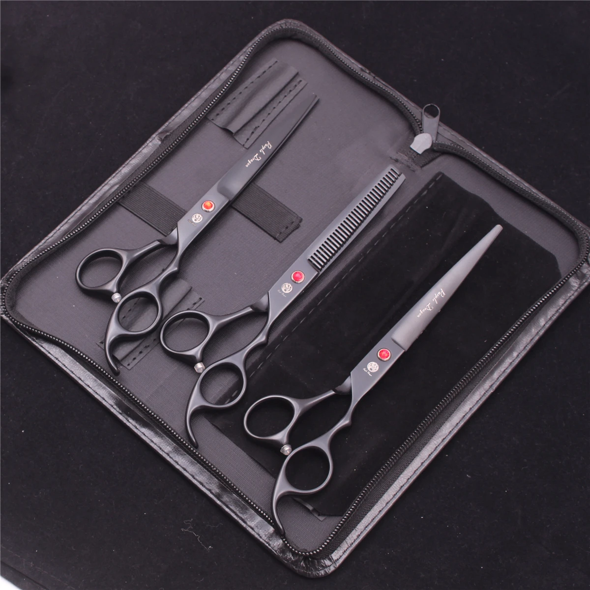 7.0 Pet Grooming Scissors Set Japanese Steel Straight Curved Dog Cat Cutting Thinning Shears Hair Comb Hemostatic Forceps Z3103