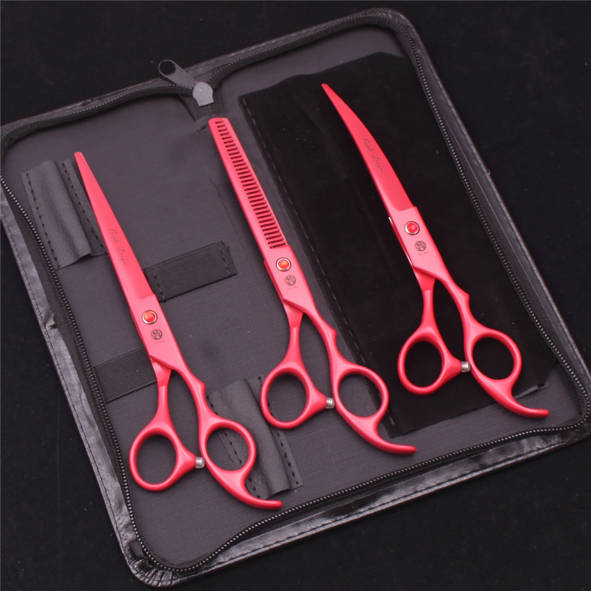 7.0 Pet Grooming Scissors Set Japanese Steel Straight Curved Dog Cat Cutting Thinning Shears Hair Comb Hemostatic Forceps Z3103