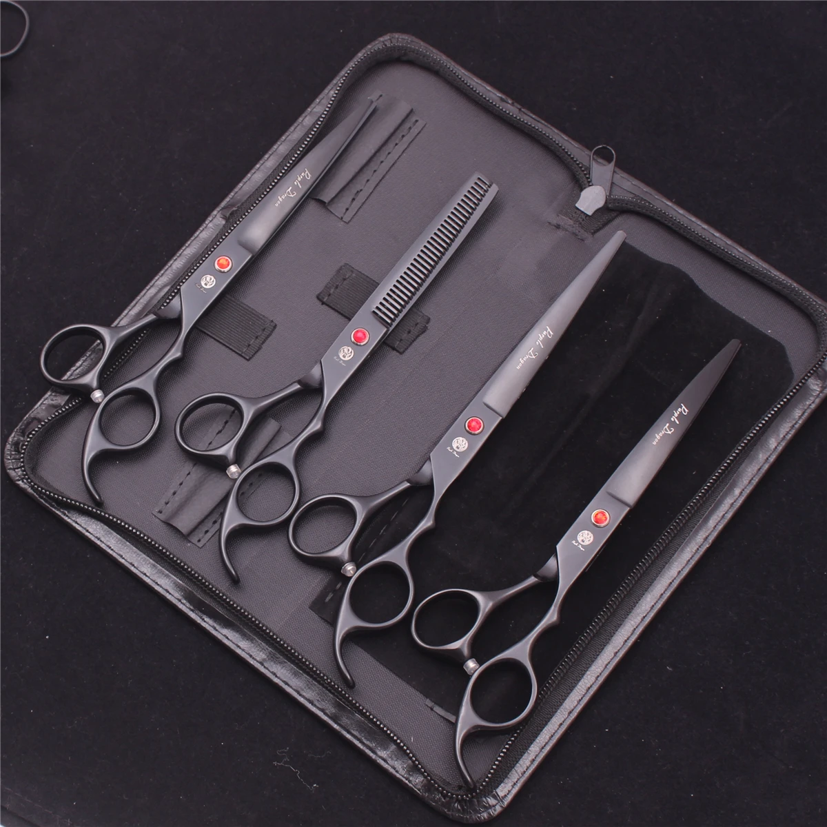 7.0 Pet Grooming Scissors Set Japanese Steel Straight Curved Dog Cat Cutting Thinning Shears Hair Comb Hemostatic Forceps Z3103