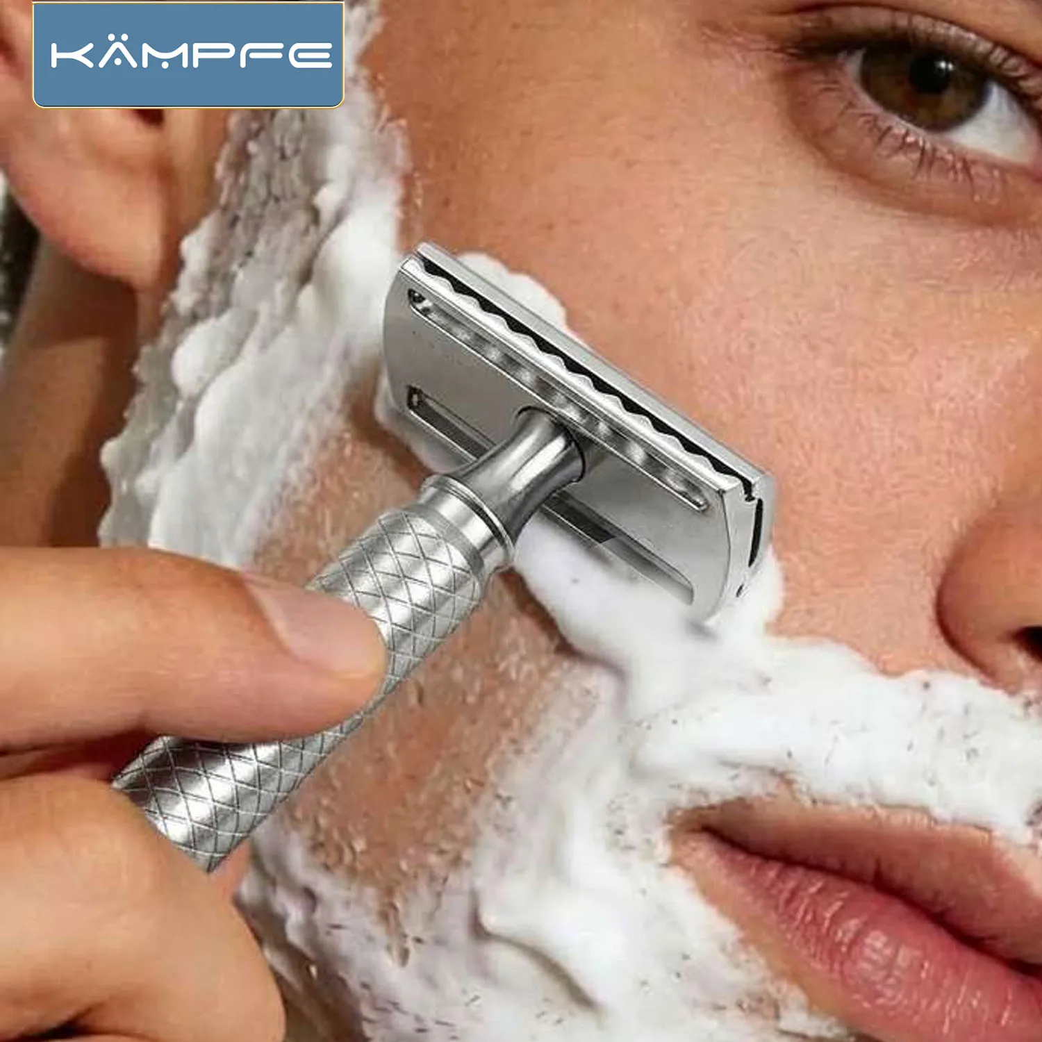 KAMPFE 316L stainless steel precision CNC machining manual safety Closed comb beard razor shaver 5 razor blades