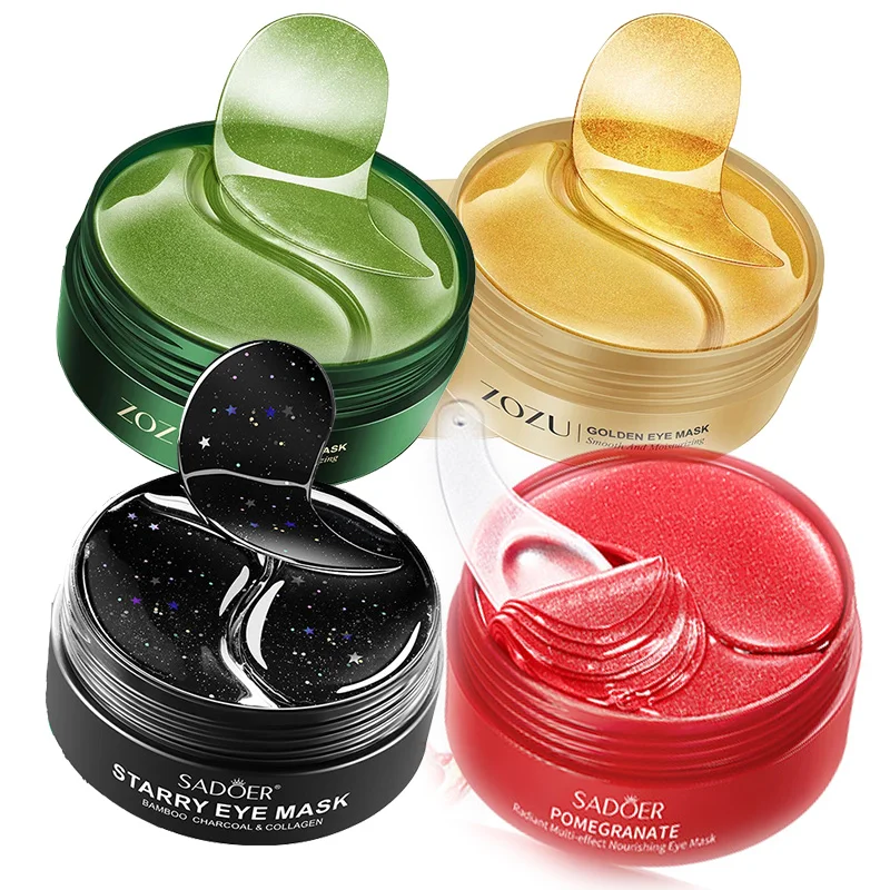 240pcs=120pairs Eye Patches Hyaluron Acid & Gold & Seaweed & Black Pearl Hydrating Moisturizing Crystal Collagen Gel Eye Mask