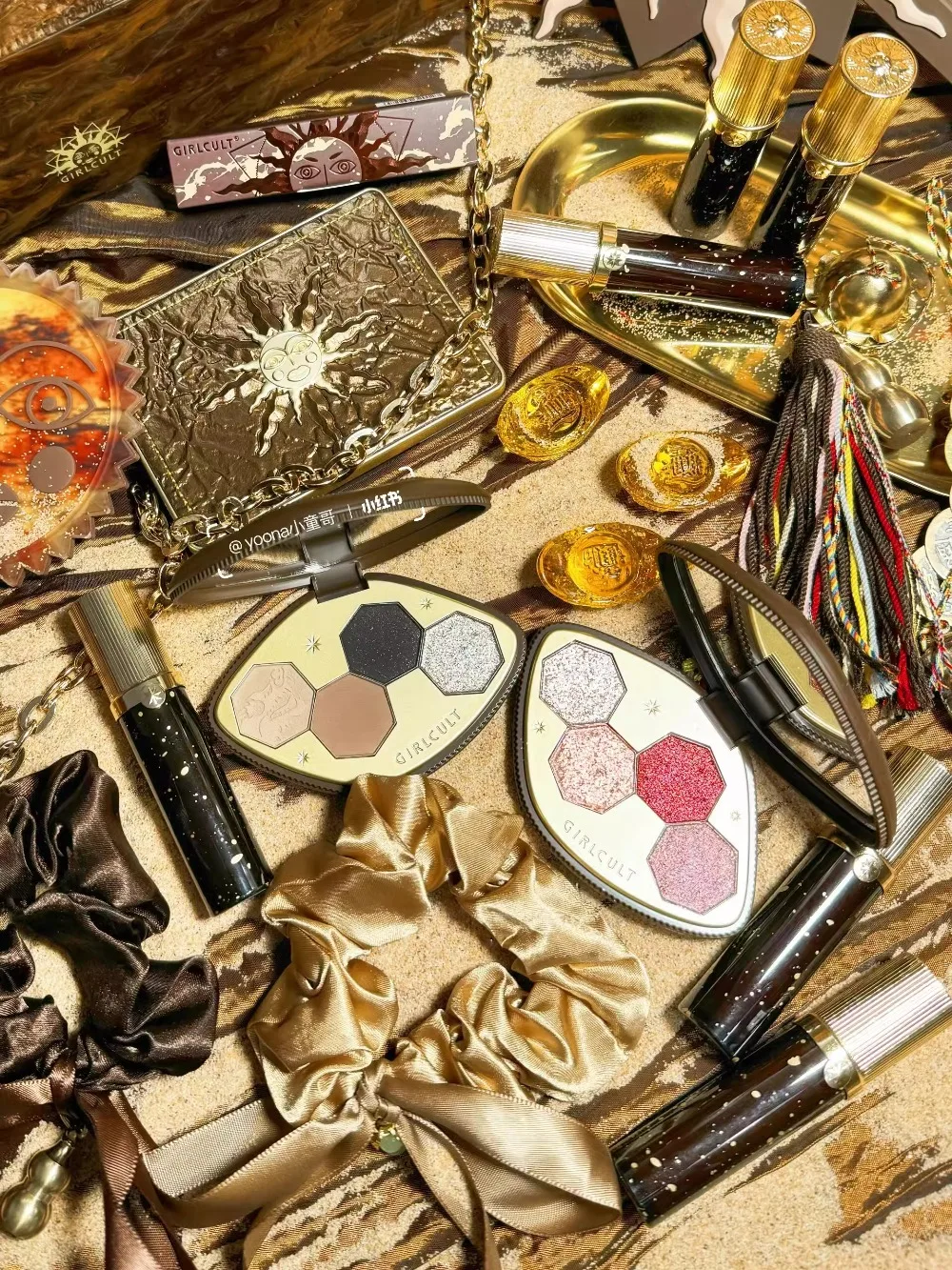 Girlcult 4-Color Glitter Eyeshadow Palette Chameleon Matte Champagne Shimmer Waterproof Eyeshadow Korean Vegan Makeup