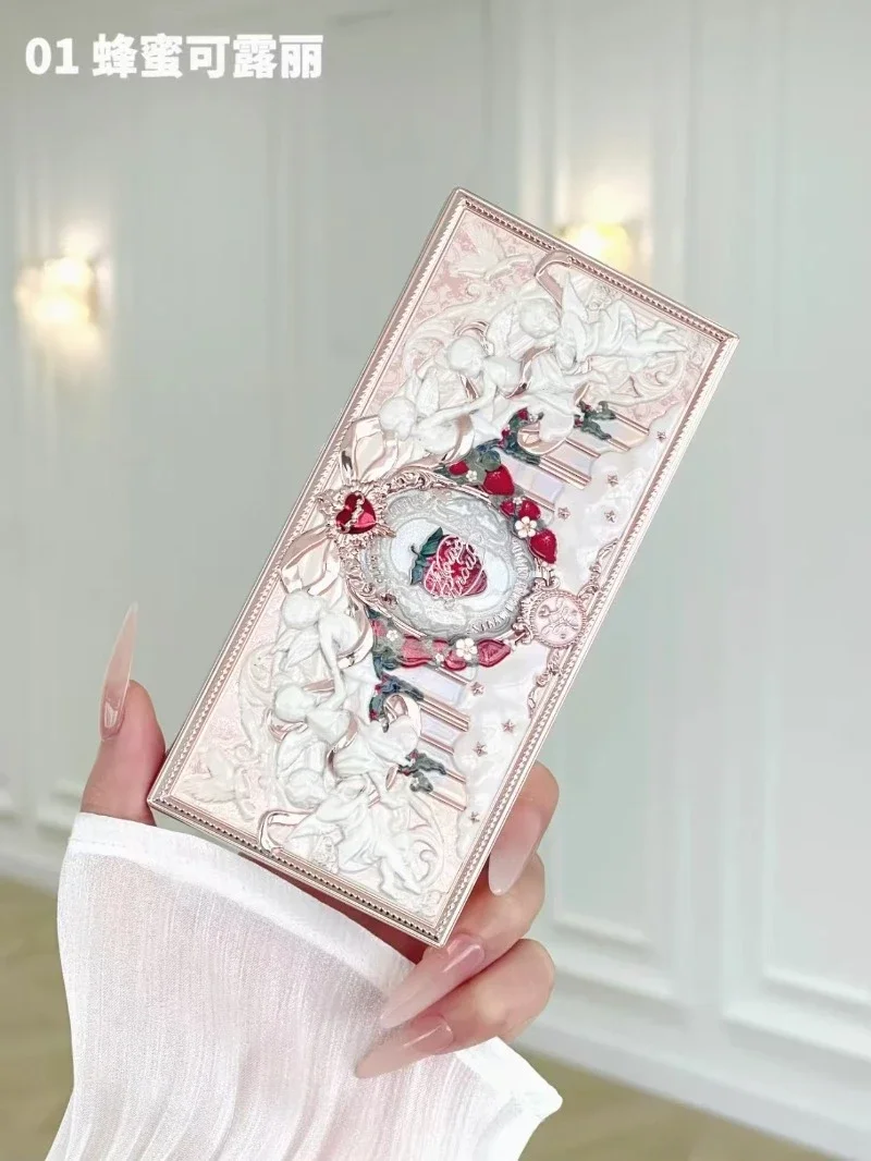 Flower Knows Strawberry Cupid Collection Matte Glitter Shimmer Eyeshadow Face Palette Highlight Blush Longlasting Makeup Palette