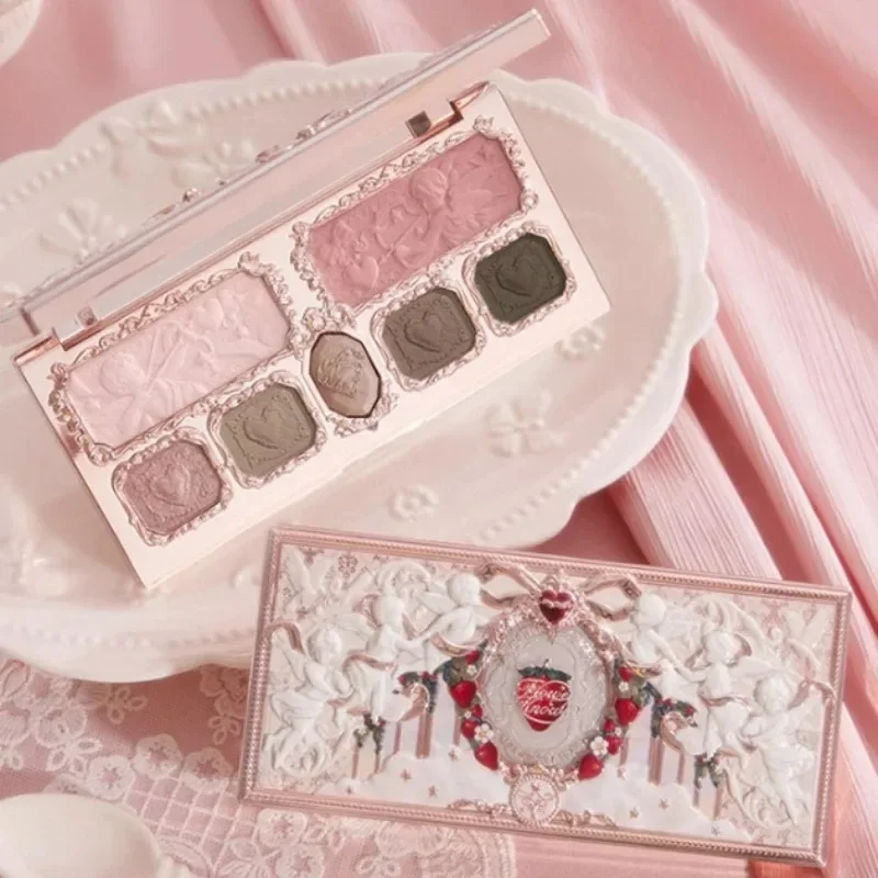 Flower Knows Strawberry Cupid Collection Matte Glitter Shimmer Eyeshadow Face Palette Highlight Blush Longlasting Makeup Palette