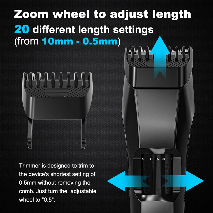 Men's Beard Trimmer, Trimmer with Precision Dial - Facial Hair Groomer - Adjustable 20 Length Setting,Waterproof Wet/Dry Clipper