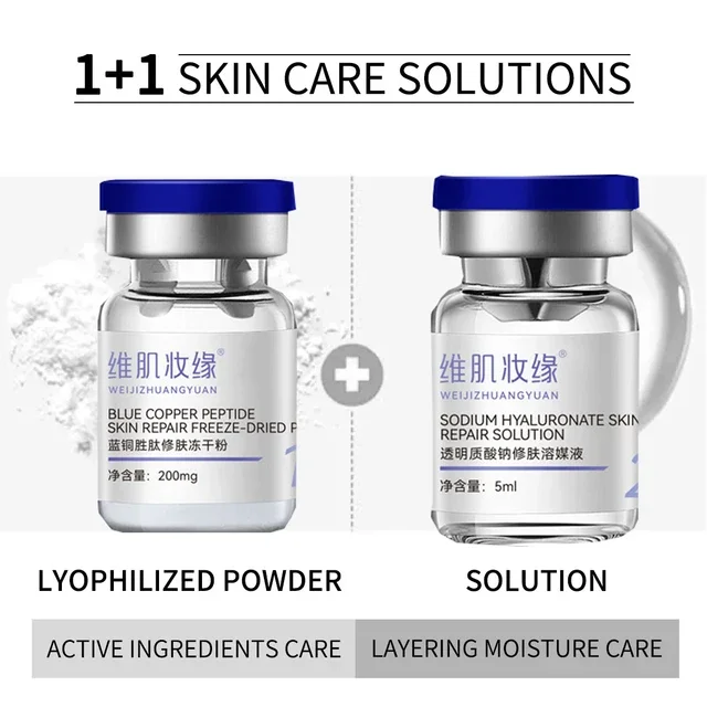 Premium 200mg GHK‑Cu Blue Copper Peptide Lyophilized Serum 5 Pairs Skin Barrier Repair Anti‑Wrinkle Facial Care