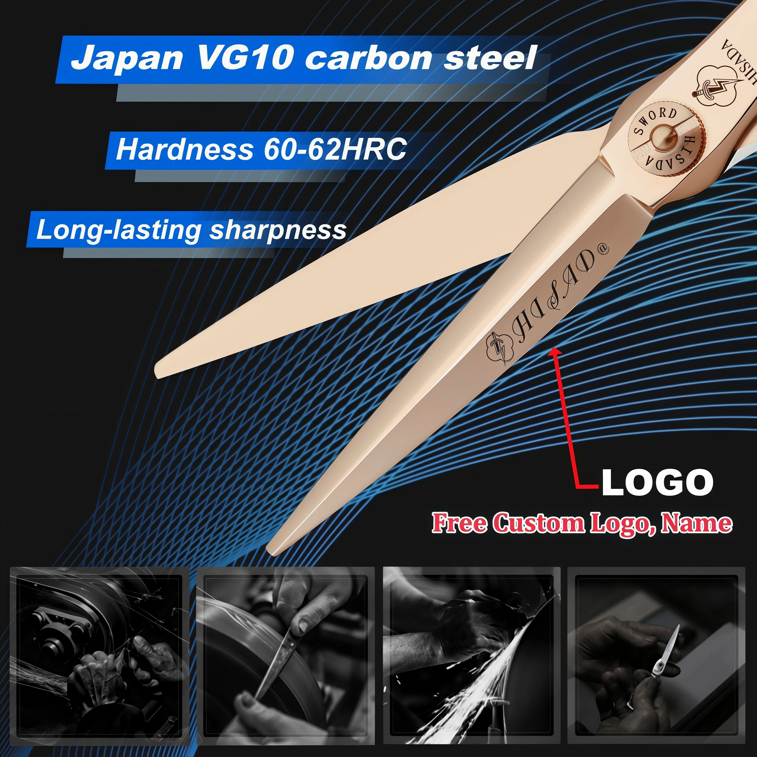HISADA Professional Barber Scissors 6.0/6.5/7.0 Inch CNC Technology VG10 Material Hairdressing Scissors Barber Equipment