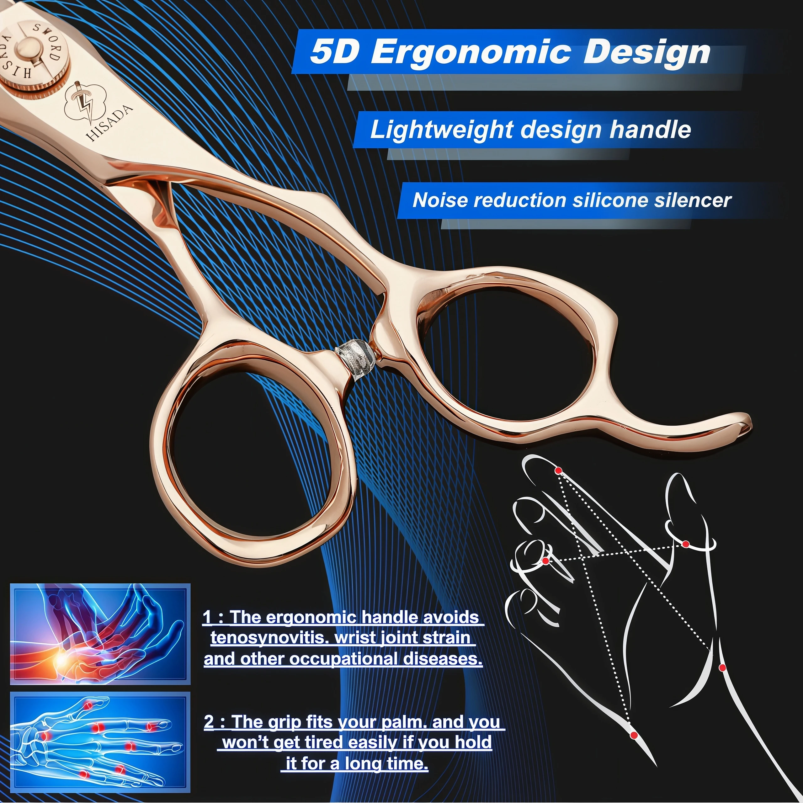 HISADA Professional Barber Scissors 6.0/6.5/7.0 Inch CNC Technology VG10 Material Hairdressing Scissors Barber Equipment