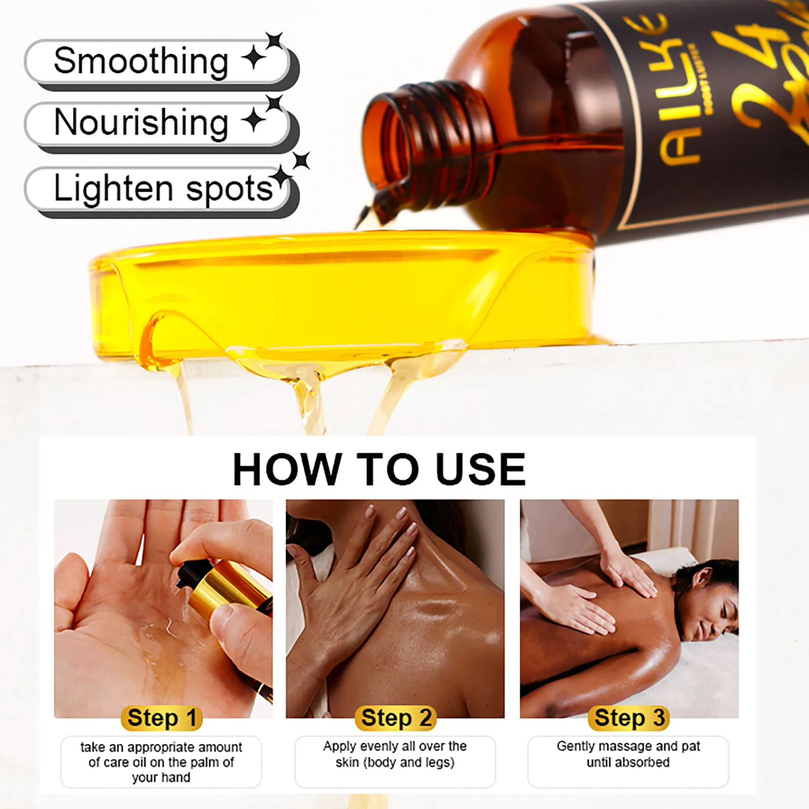 AILKE 24K Glod Flawlessly Skin Care Set, Whitening, Reduce Dark Spots, Pigmentation, Wrinkles, Moisturize, For All Skin Types