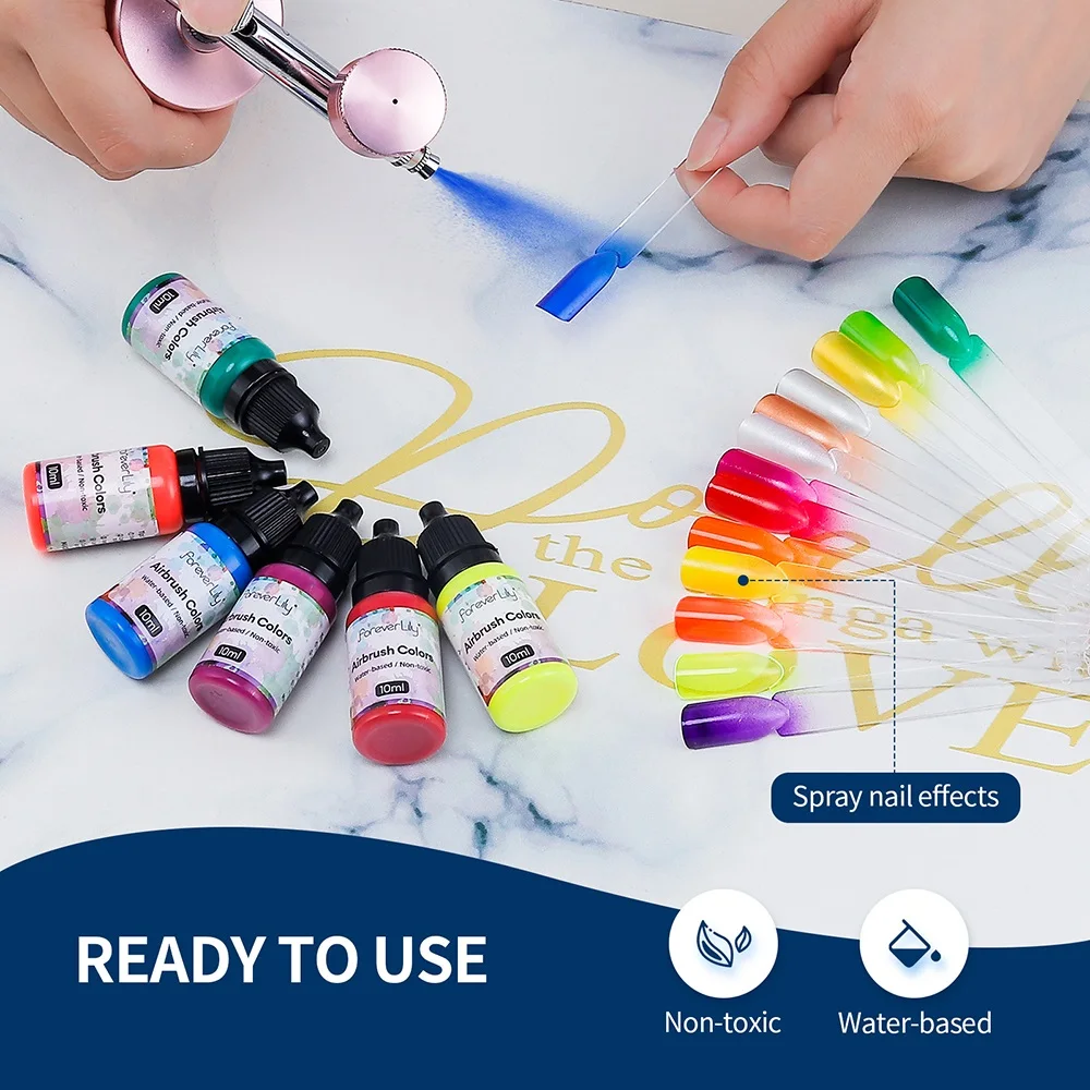 24 Colors Acrylic Paint Ink Set Airbrush Spray Nail Art Inks Water Pigment for Adults Craft Painting Nail Art Tool 10ml