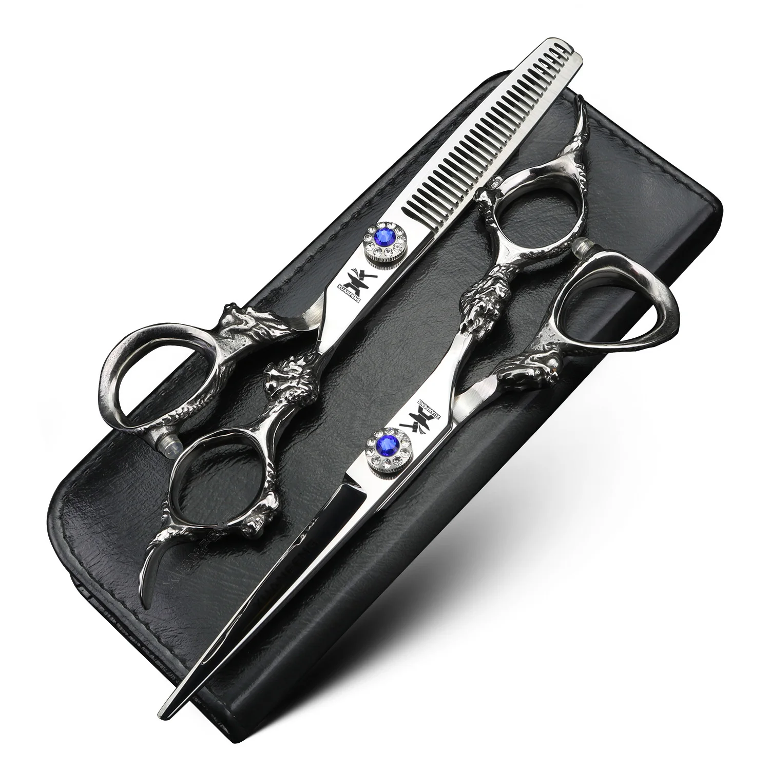 XUANFENG 6 Inch Dragon Handle Hair Scissors Barber Styling Tools Cutting Scissors and Thinning Scissors 6
