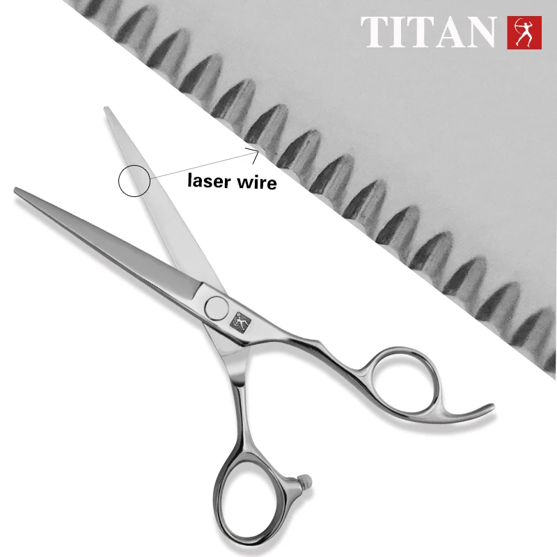 TITAN Professional Laser Wire Hair Scissors Haircut Scissor Cut Barber Cutting Shears Hairdresser Scissors JP 440C Steel 6 Inch