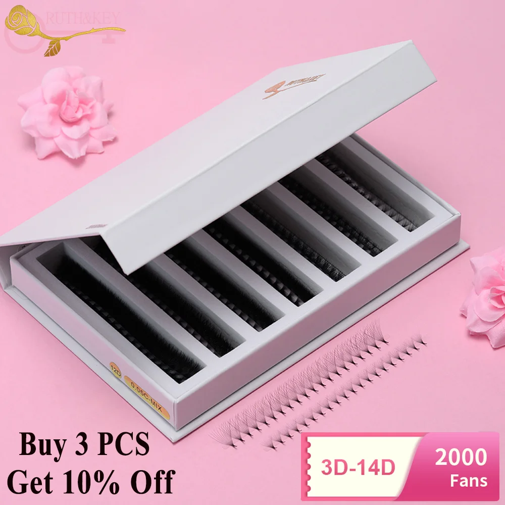 2000 Fans 0.05 0.07 Mix C D Lash Promade Russian Volume Natural Handmade 8D 12D 14D Ultra Speed Top Premade Lashes Extensions