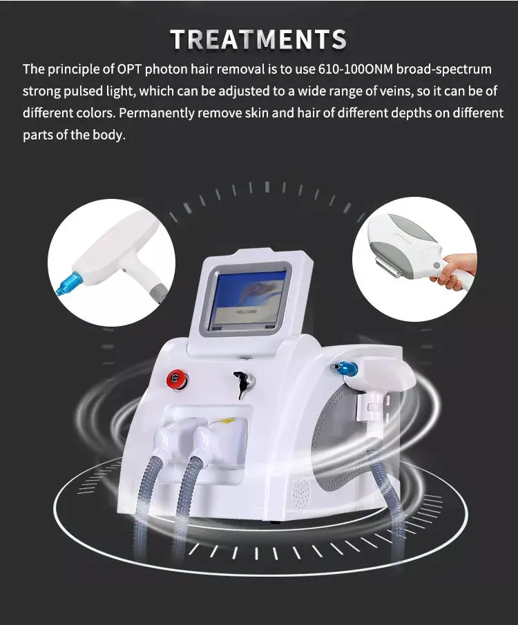Multifunctional 2 in 1 Professional Beauty Equipment IPL OPT Hair Removal ND Yag Laser Tattoo Removal Pico Second Machine 2023