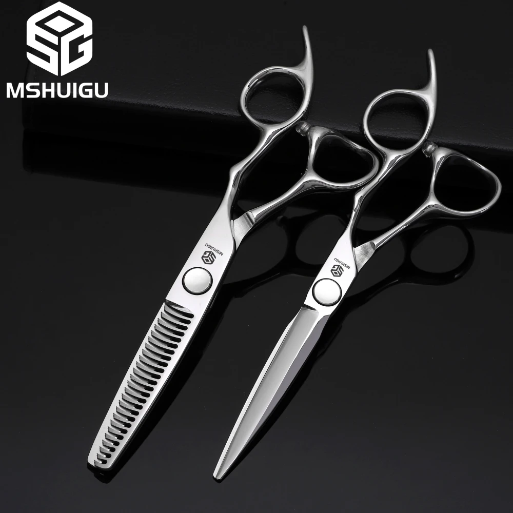 Barber Sciss 6Inch 440C Stainless Steel Hair Scissors Set, Professional Barber Cutting Shear & 10%‑20%‑30%‑40% Thinning Shears,