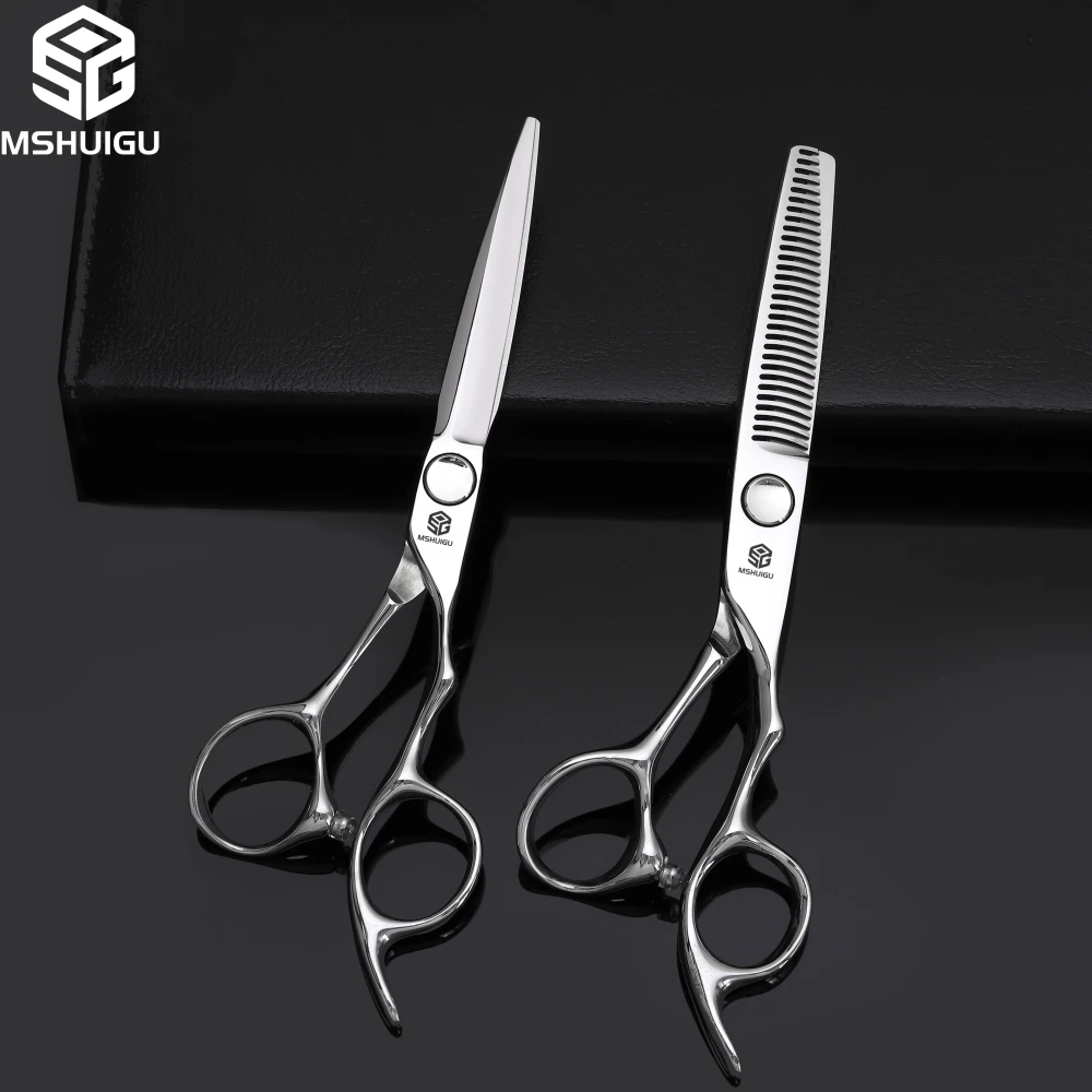 Barber Sciss 6Inch 440C Stainless Steel Hair Scissors Set, Professional Barber Cutting Shear & 10%‑20%‑30%‑40% Thinning Shears,