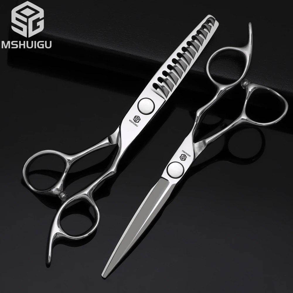 Barber Sciss 6Inch 440C Stainless Steel Hair Scissors Set, Professional Barber Cutting Shear & 10%‑20%‑30%‑40% Thinning Shears,