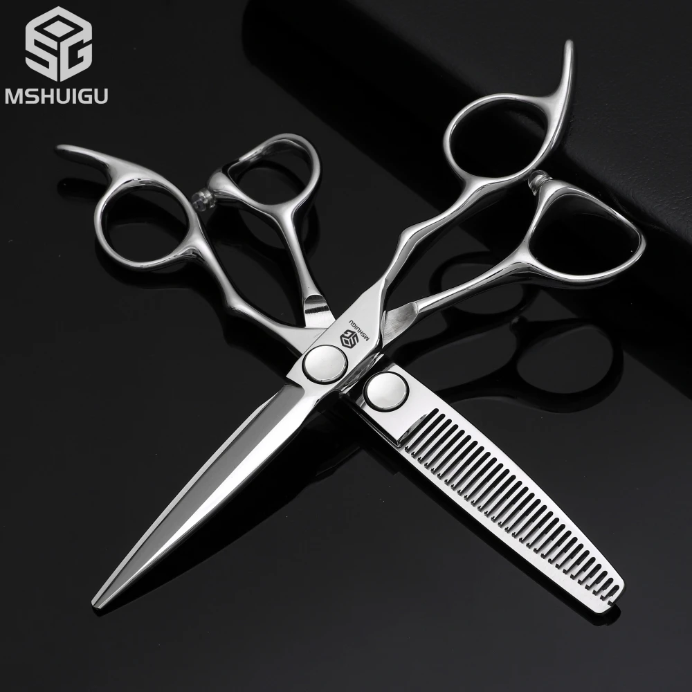 Barber Sciss 6Inch 440C Stainless Steel Hair Scissors Set, Professional Barber Cutting Shear & 10%‑20%‑30%‑40% Thinning Shears,