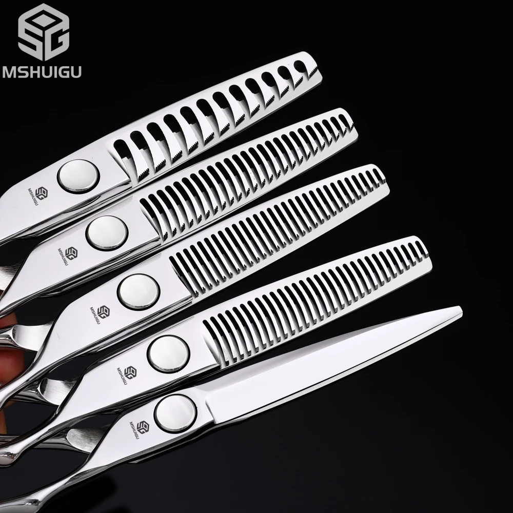 Barber Sciss 6Inch 440C Stainless Steel Hair Scissors Set, Professional Barber Cutting Shear & 10%‑20%‑30%‑40% Thinning Shears,
