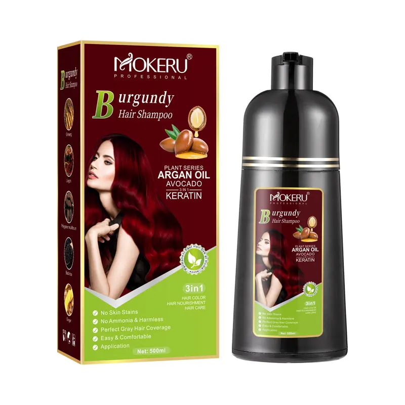 Mokeru Ammonia Free Keratin Hair Color Shampoo Coffee Permanent Brown Hair Dye Shampoo for White Hair Coverage