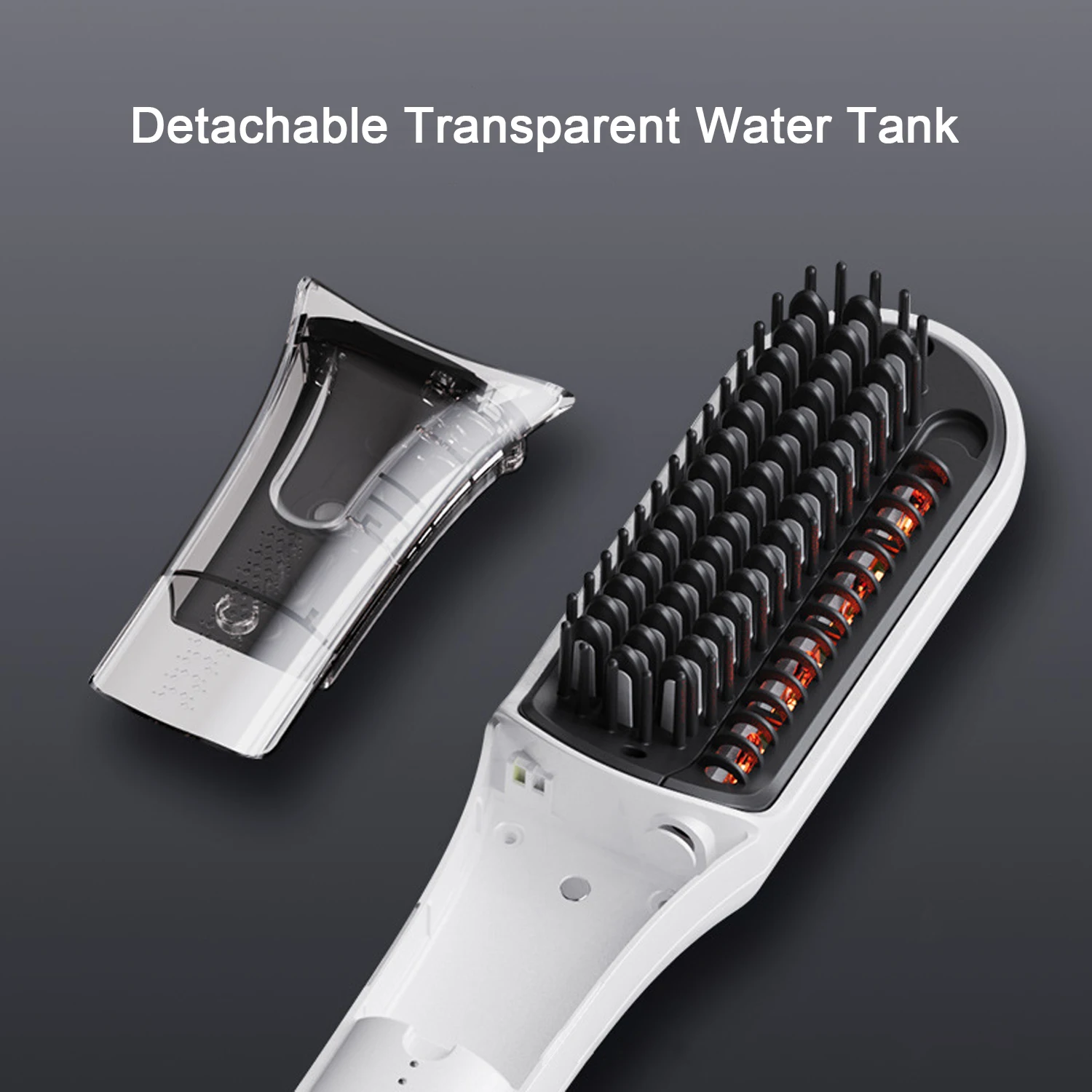 Steam Hair Straightener Brush 2-in-1 Hot Mist Red Light Therapy 4 Temp MCH Fast Heating Anti-Scald Hair Styling Tool for Home Tr