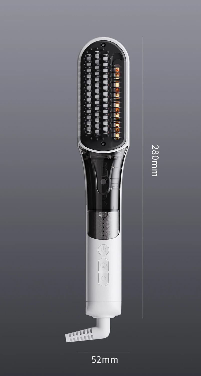 Steam Hair Straightener Brush 2-in-1 Hot Mist Red Light Therapy 4 Temp MCH Fast Heating Anti-Scald Hair Styling Tool for Home Tr