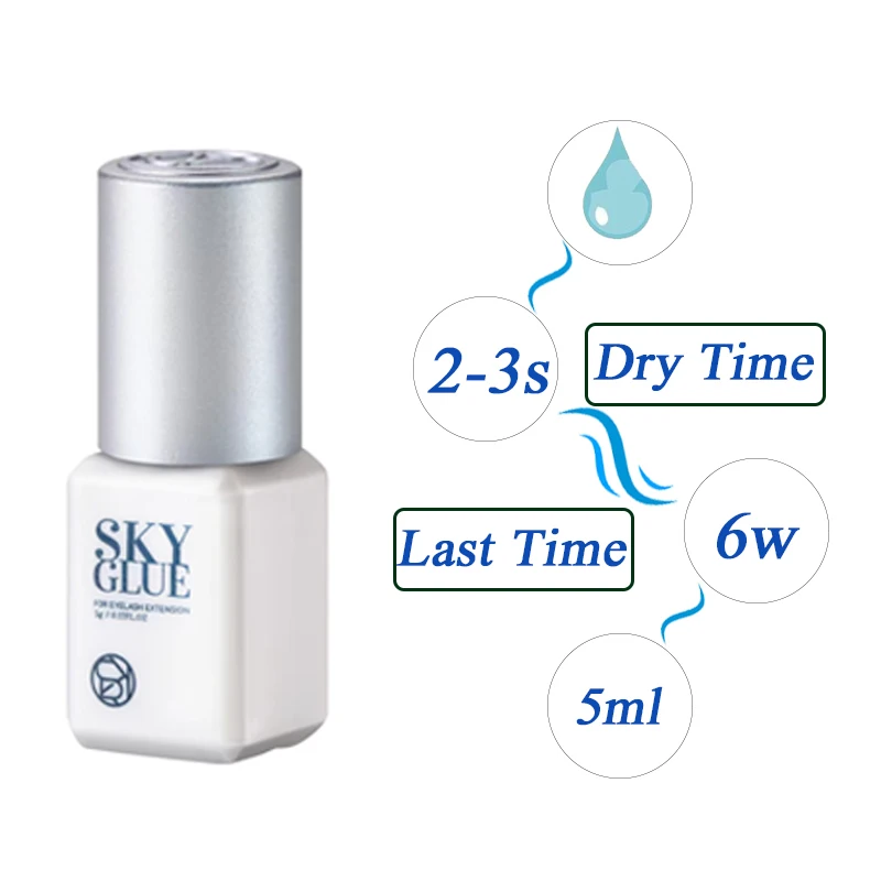 5ml Sky Glue Fast Dry Strong False Lash Adhesive Long Lasting 6-7 Weeks Eyelash Extension Glue Low Smell No Irritation