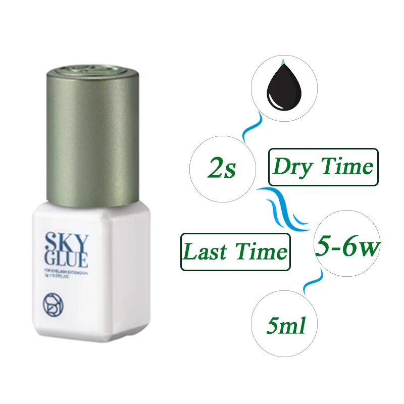 5ml Sky Glue Fast Dry Strong False Lash Adhesive Long Lasting 6-7 Weeks Eyelash Extension Glue Low Smell No Irritation