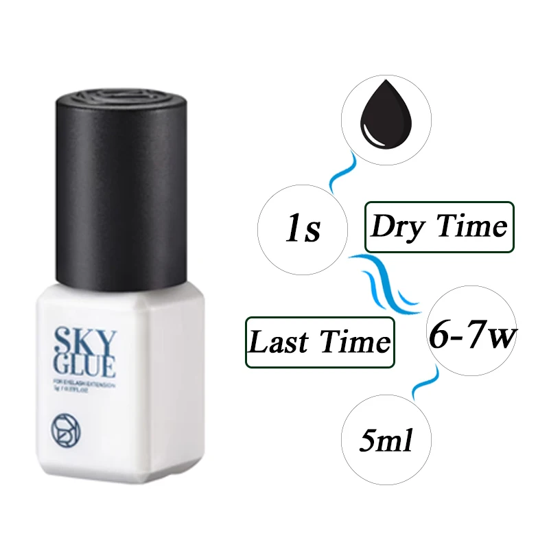 5ml Sky Glue Fast Dry Strong False Lash Adhesive Long Lasting 6-7 Weeks Eyelash Extension Glue Low Smell No Irritation