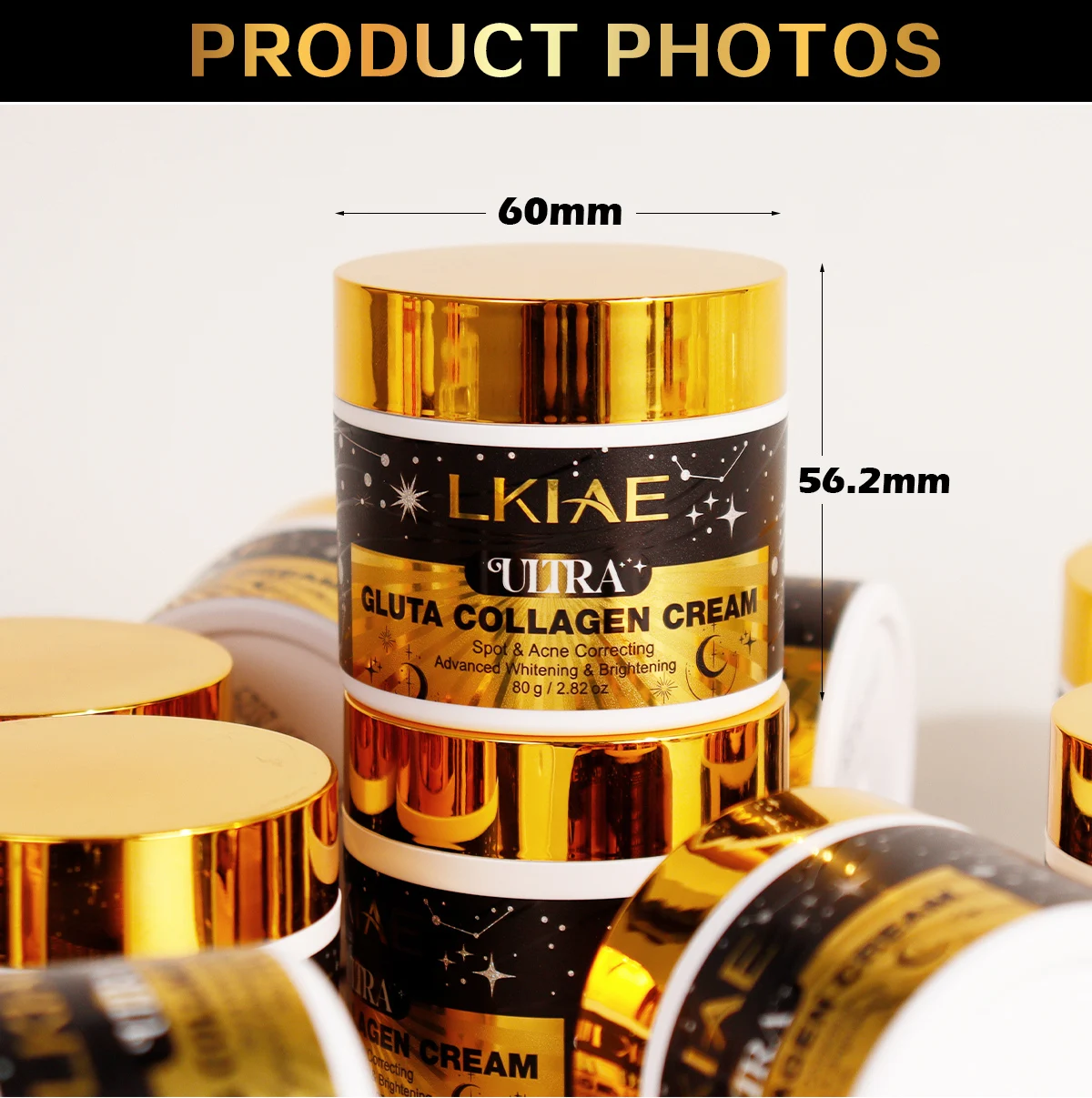 LKIAE Ultra Glutathione Collagen Whitening Face Cream, Acne and Spots Correcting, Even Skin Tone, Reduce Hyperpigmentation, 80g
