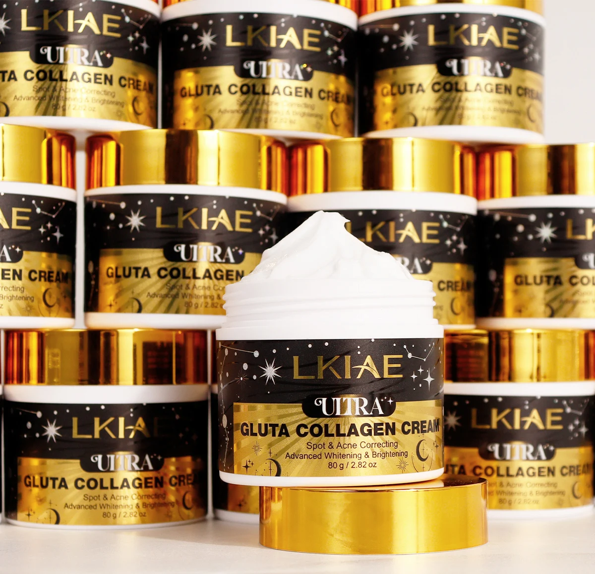 LKIAE Ultra Glutathione Collagen Whitening Face Cream, Acne and Spots Correcting, Even Skin Tone, Reduce Hyperpigmentation, 80g