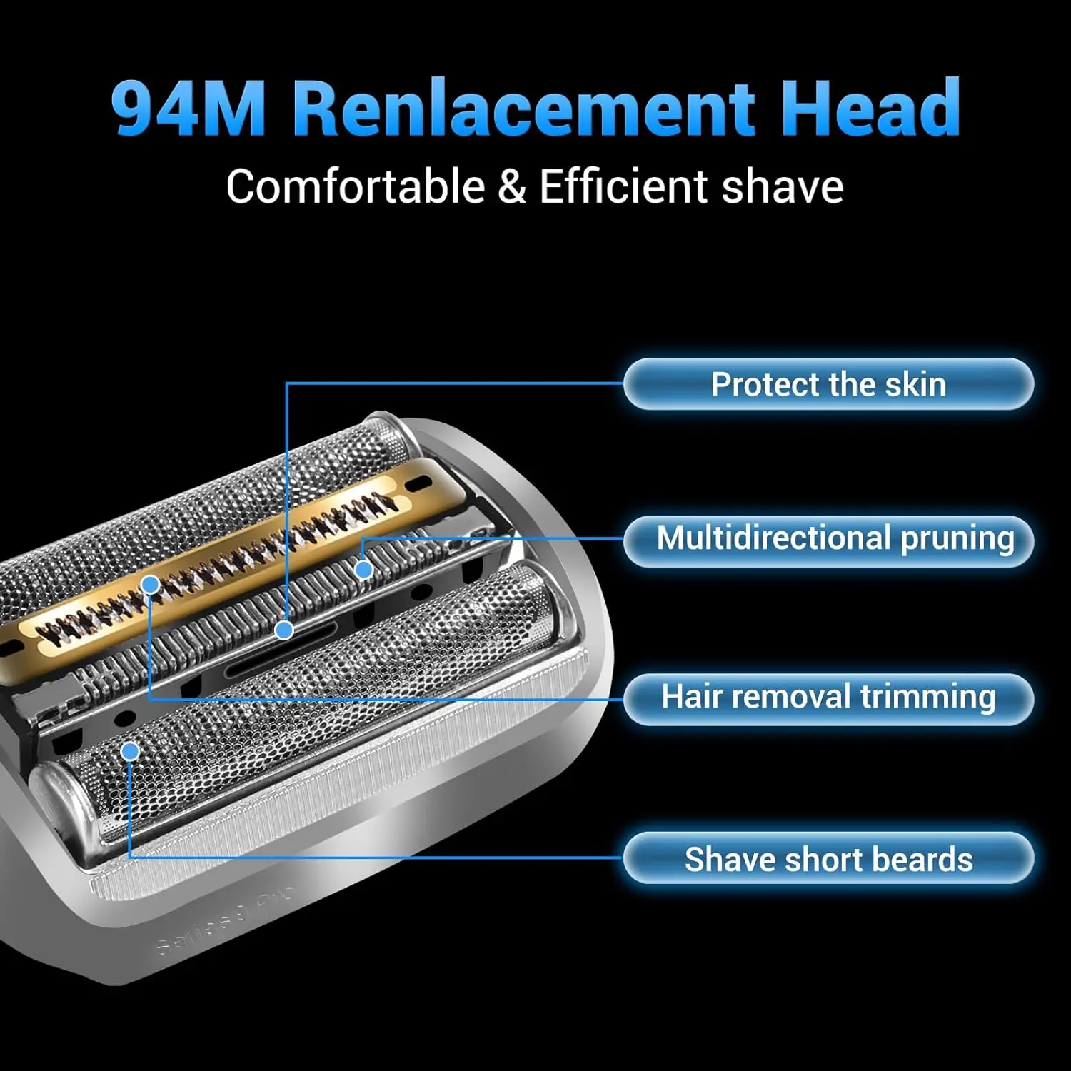Electric Series 9 Pro 94M Replacement Head Shaving for Braun 94M Razor 9030S 9040S 9050CC 9070CC 9040s9 Electric Razors (1 Pack)