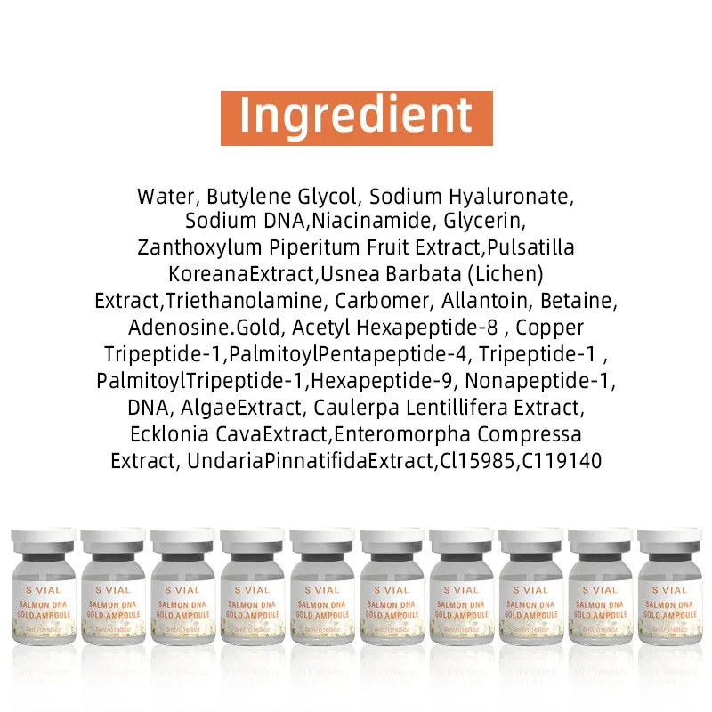 10pcs Salmon DNA PDRN Ampoule Skin Booster Serum Kit Facial Skin Whitening Moisturizing For 0.3mm Microneedle Serum