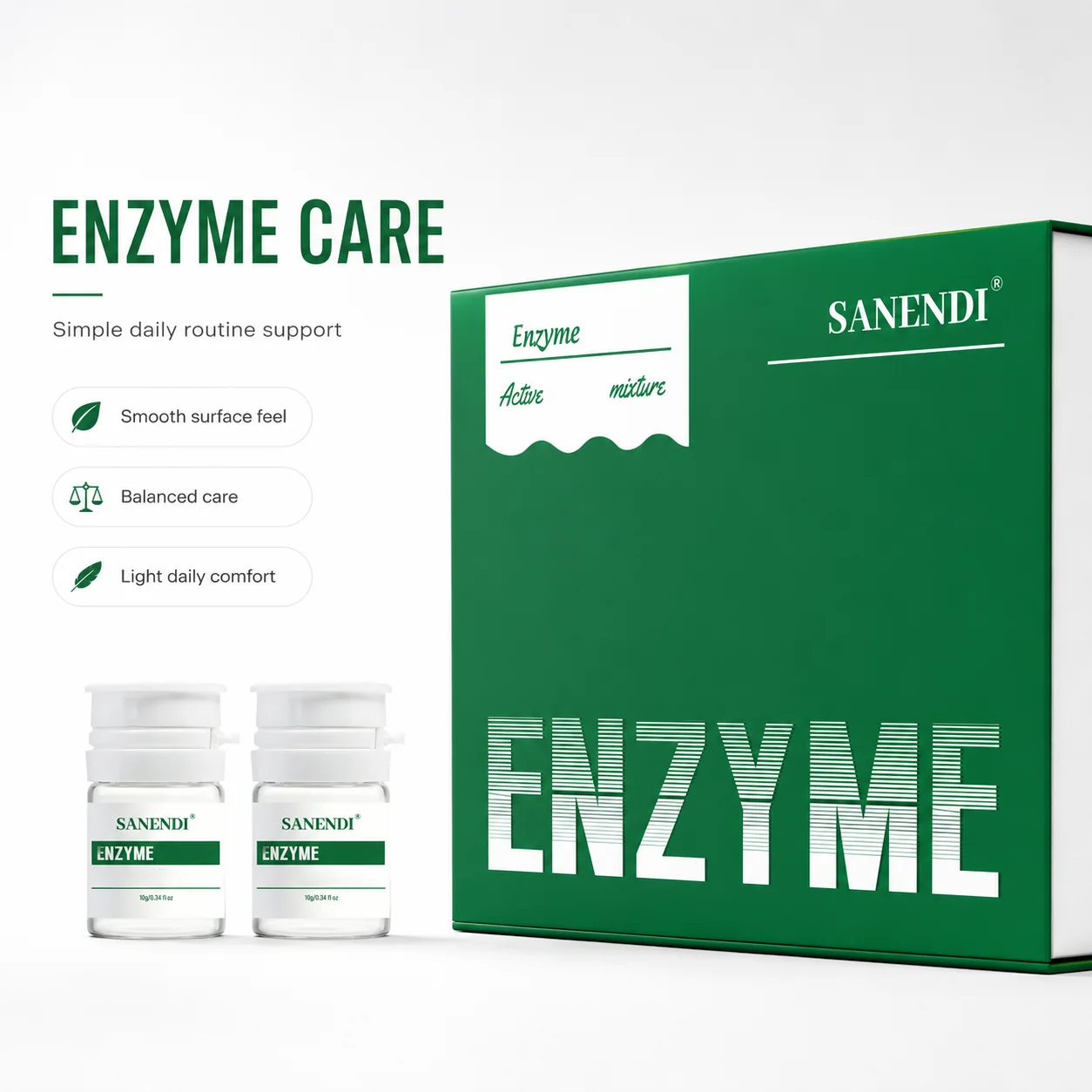 SANENDI Enzyme Care Set Green Algae Soft Mask Korean Skincare Facial Kit Gentle Purifying Hydrating Skin Glow Skin Care Mask
