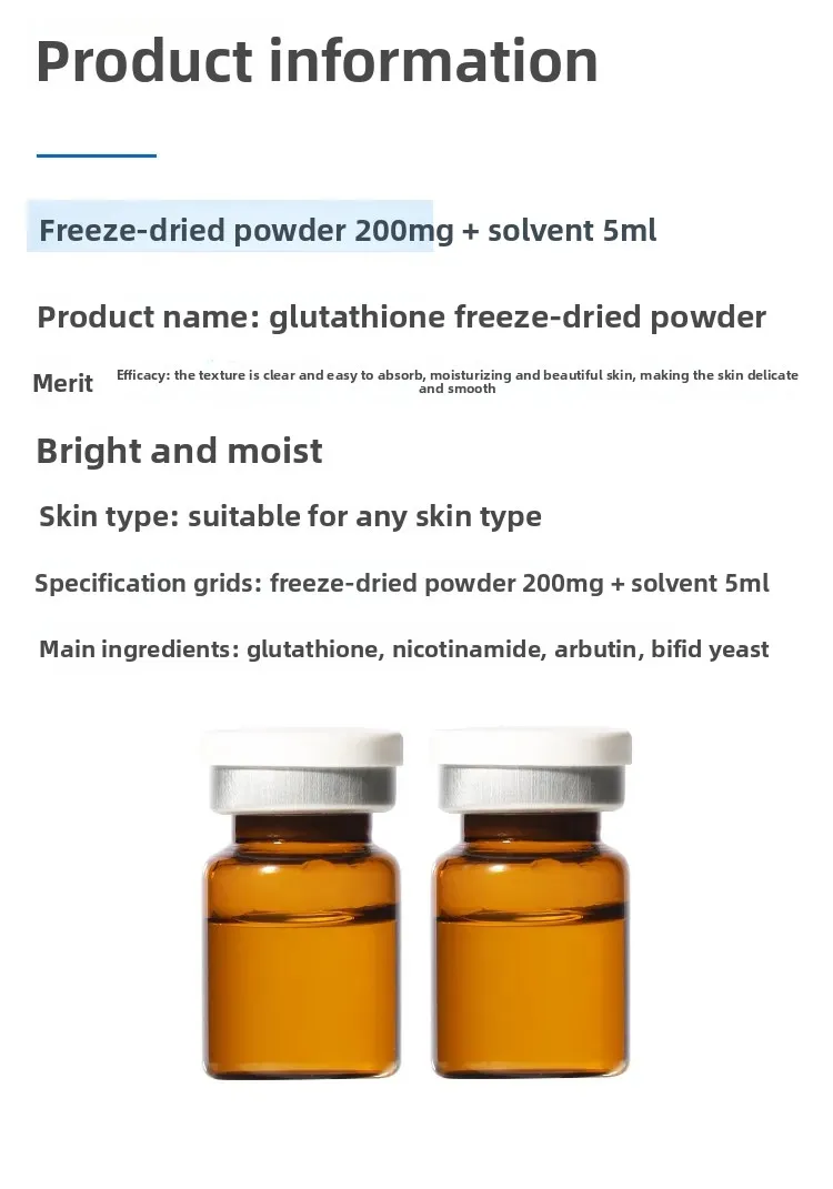 Glutathione Freeze-Dried Powder Skin Care Serum Brightening Hydrating Rejuvenating Facial Care 5pairs