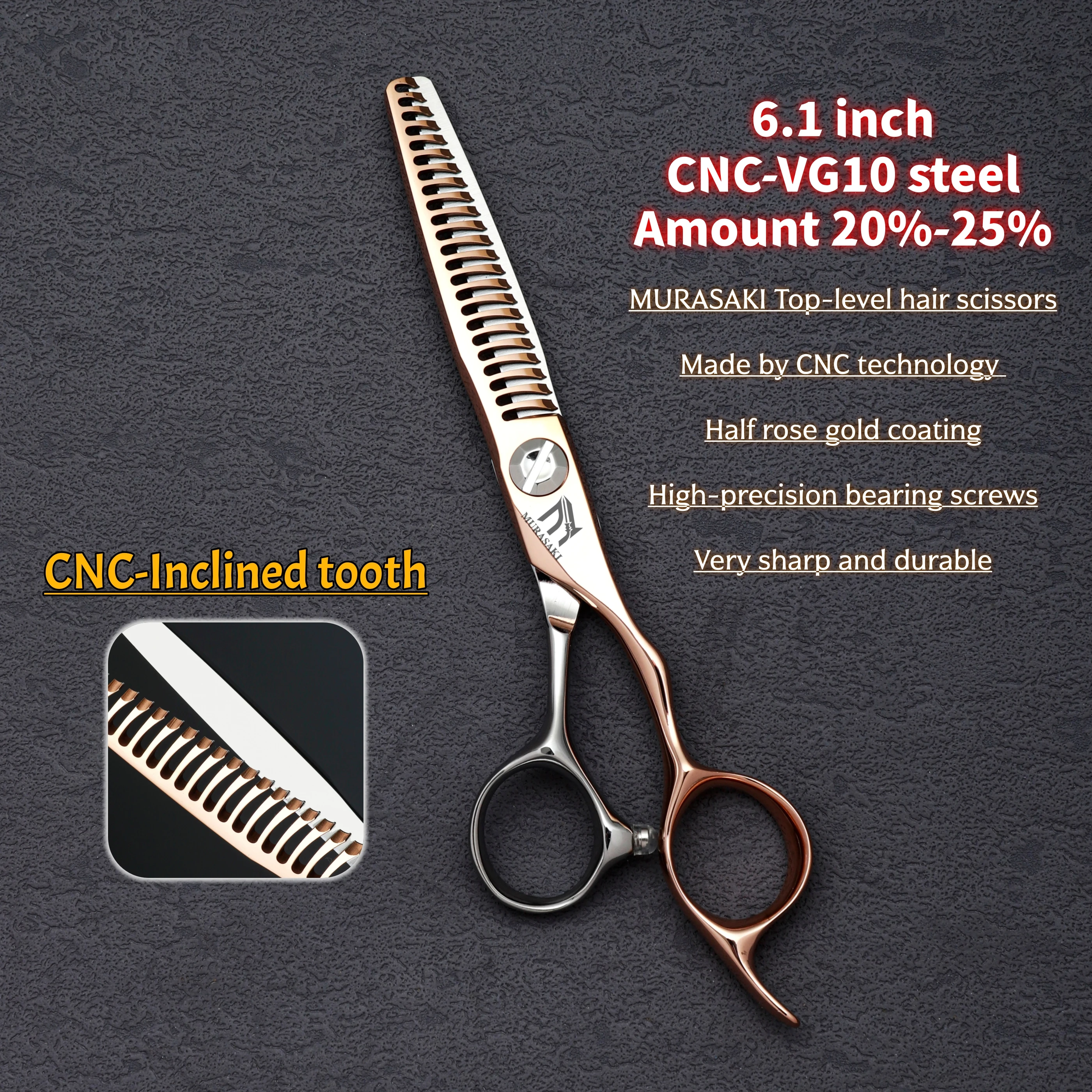 Top-level VG10 Cobalt Steel Hairdressing Scissors, 5.7-6.3-6.8 inch Hair Cutting Shears, Rose Gold Coating Barbershop Accessorie
