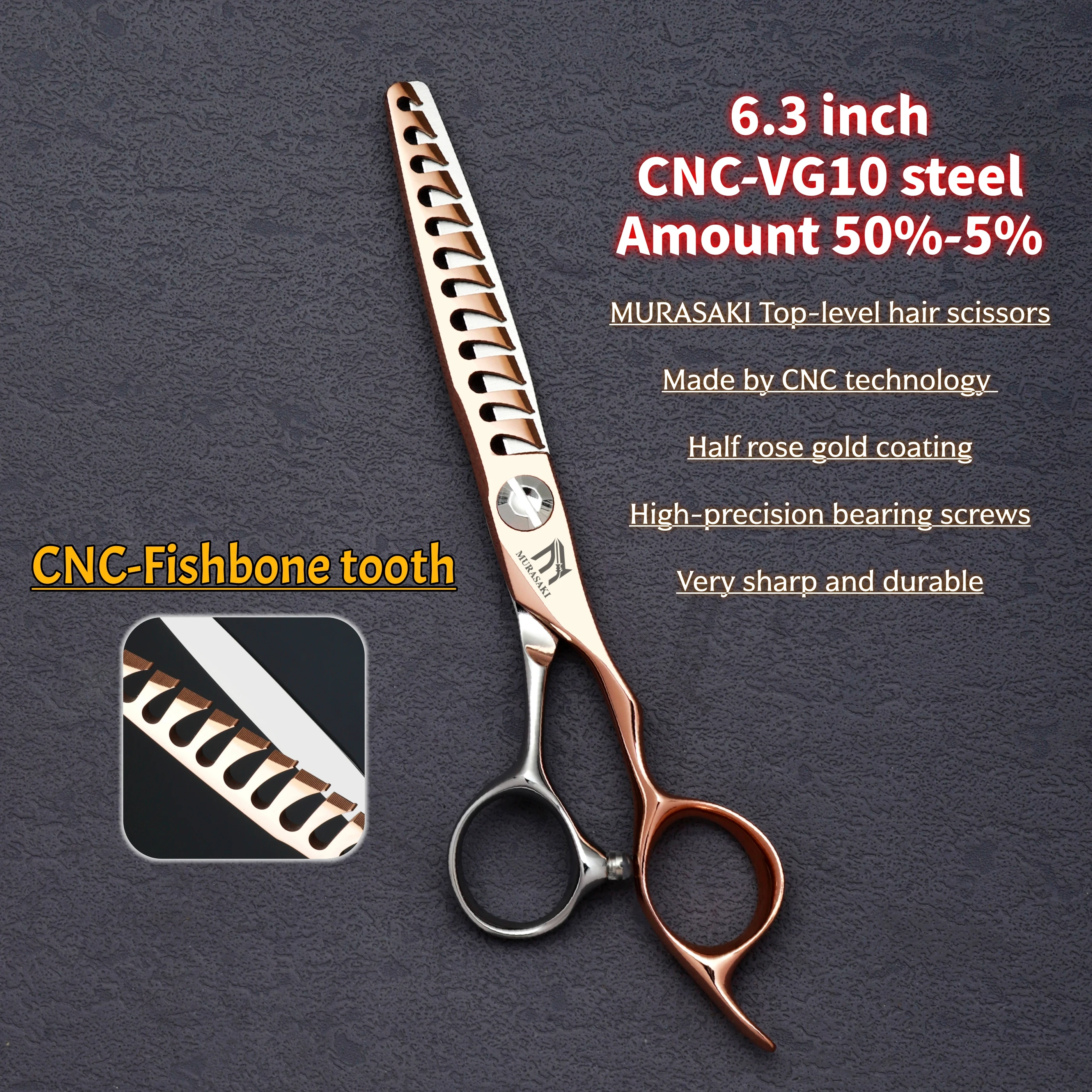 Top-level VG10 Cobalt Steel Hairdressing Scissors, 5.7-6.3-6.8 inch Hair Cutting Shears, Rose Gold Coating Barbershop Accessorie