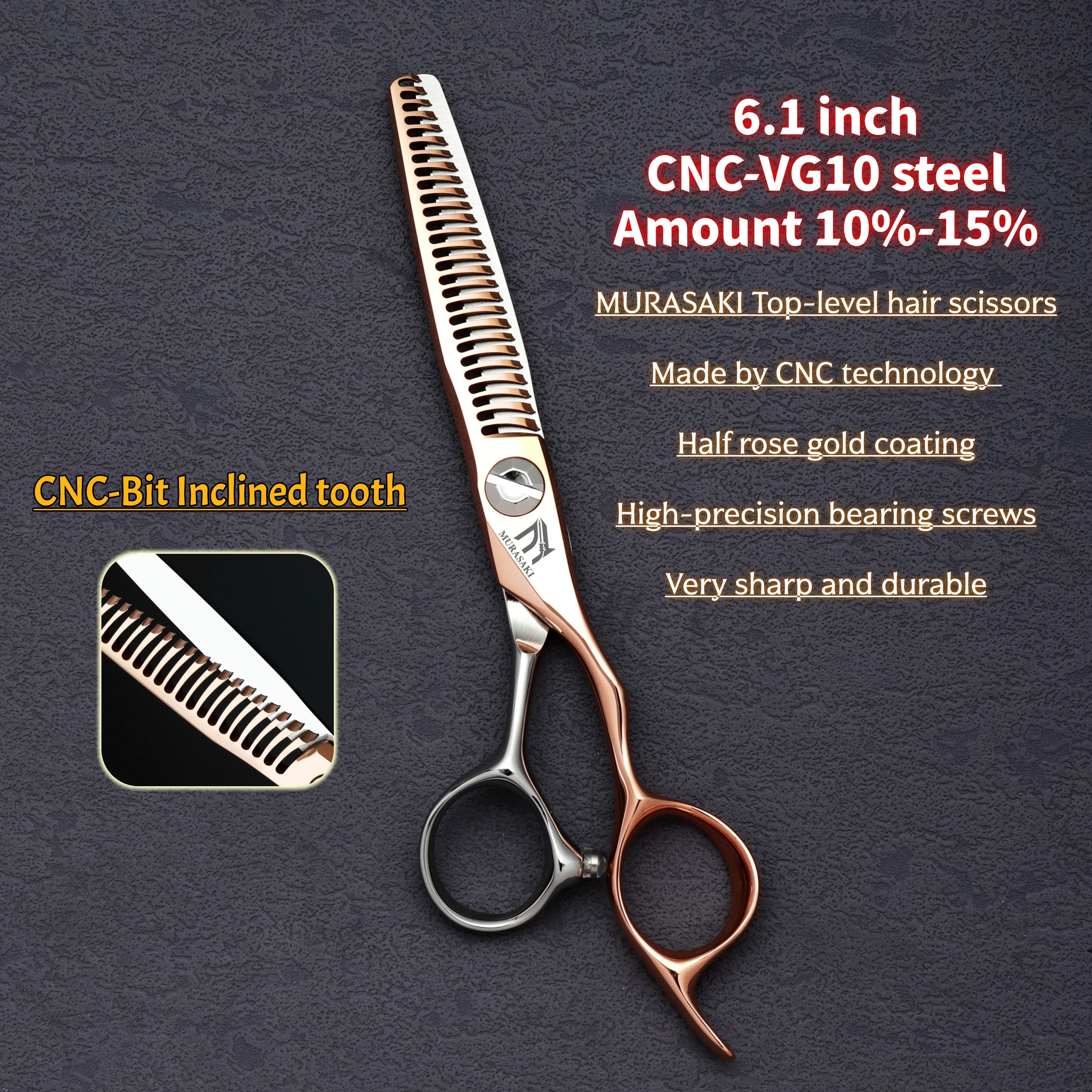 Top-level VG10 Cobalt Steel Hairdressing Scissors, 5.7-6.3-6.8 inch Hair Cutting Shears, Rose Gold Coating Barbershop Accessorie