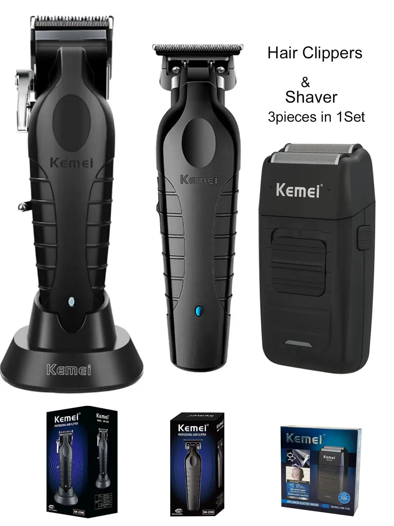 KM2296 Kemei Original Professional Rechargeable Hair Trimmer Adjustable Hair Clipper USB Carving Barber Salon