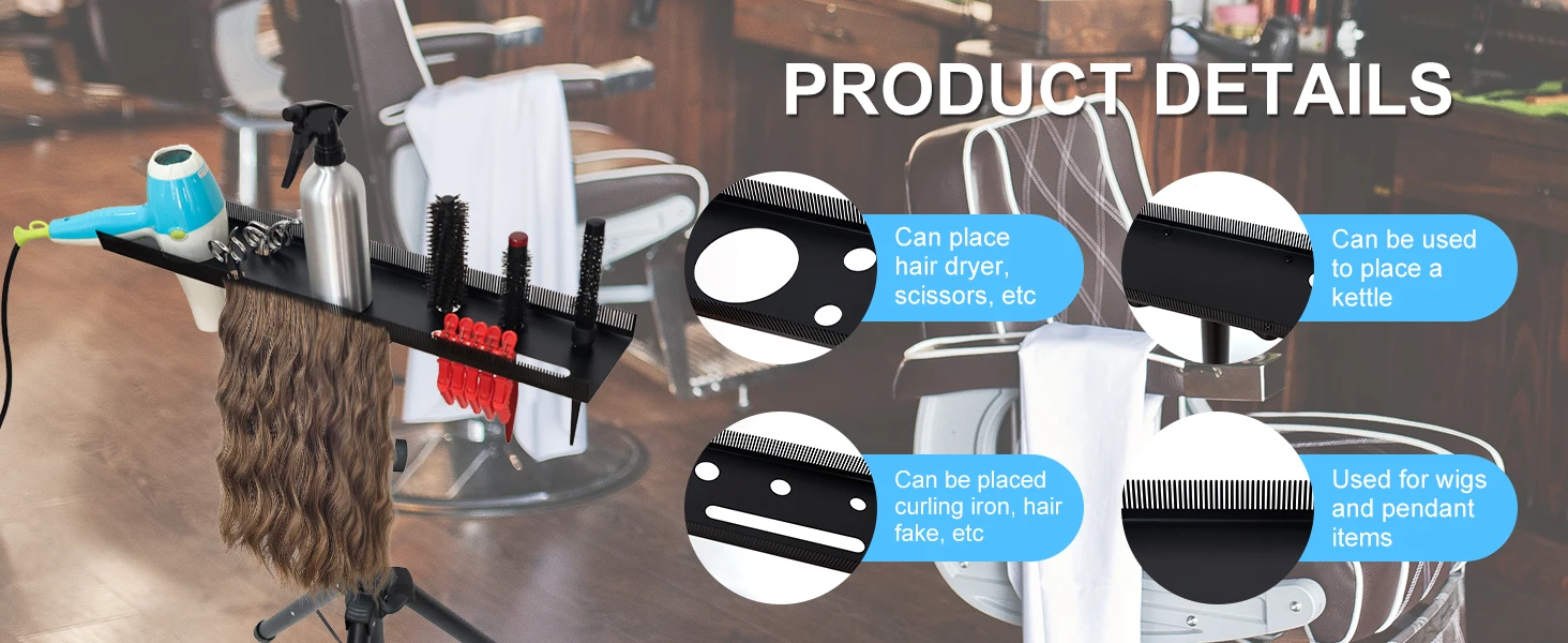 Barber Adjustable Braiding Stylists Hair Rack Hair Racks Double Sided Standing Hair Stand Extension Holder Braiders Makeup Tools