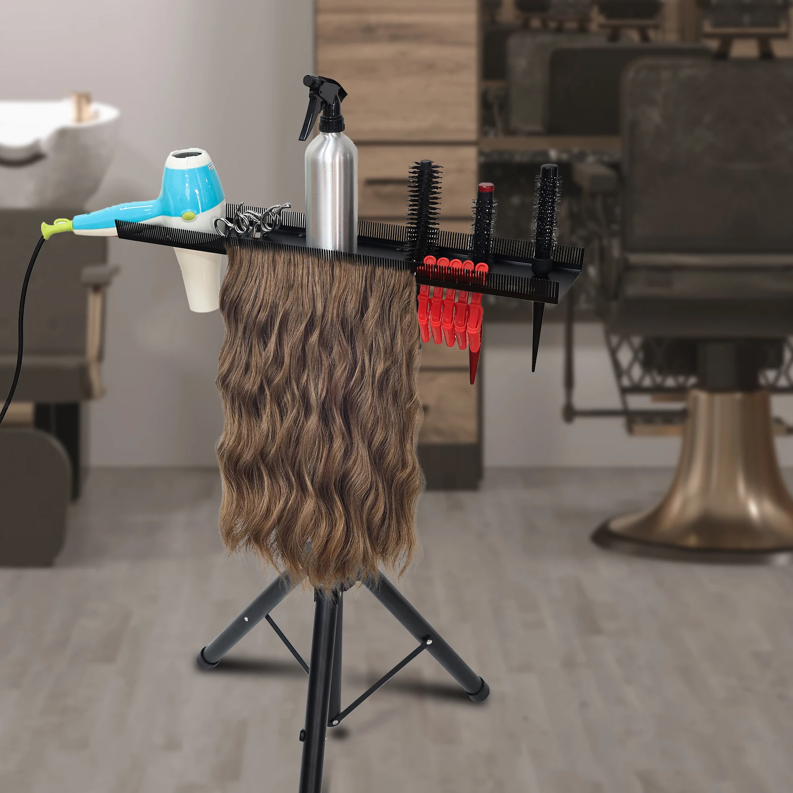 Barber Adjustable Braiding Stylists Hair Rack Hair Racks Double Sided Standing Hair Stand Extension Holder Braiders Makeup Tools