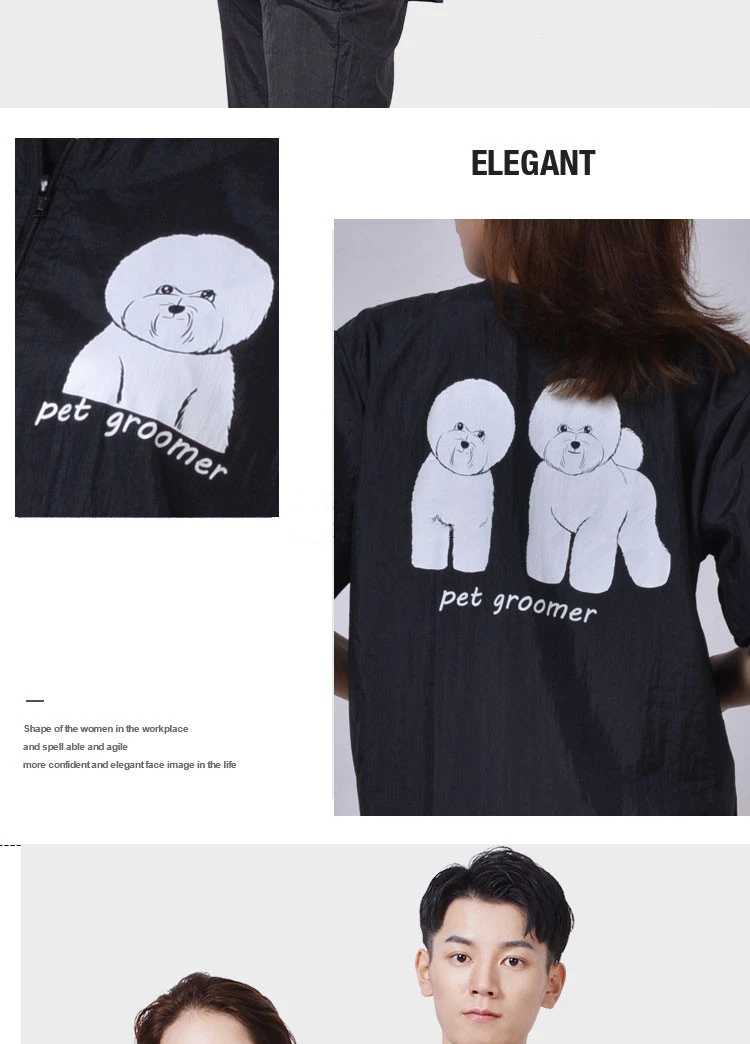 S/M/L/XL/3XL Pet Groomer Waterproof Uniform Suit Cut Pet Hair Breathable Soft Pet Beautician Overalls Set Pro Groomer Robe G0708