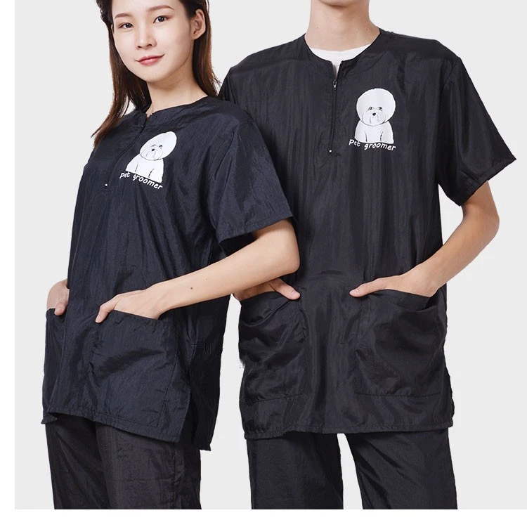 S/M/L/XL/3XL Pet Groomer Waterproof Uniform Suit Cut Pet Hair Breathable Soft Pet Beautician Overalls Set Pro Groomer Robe G0708