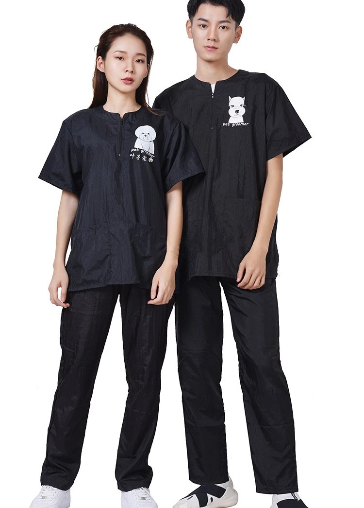S/M/L/XL/3XL Pet Groomer Waterproof Uniform Suit Cut Pet Hair Breathable Soft Pet Beautician Overalls Set Pro Groomer Robe G0708