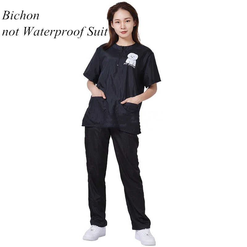 S/M/L/XL/3XL Pet Groomer Waterproof Uniform Suit Cut Pet Hair Breathable Soft Pet Beautician Overalls Set Pro Groomer Robe G0708