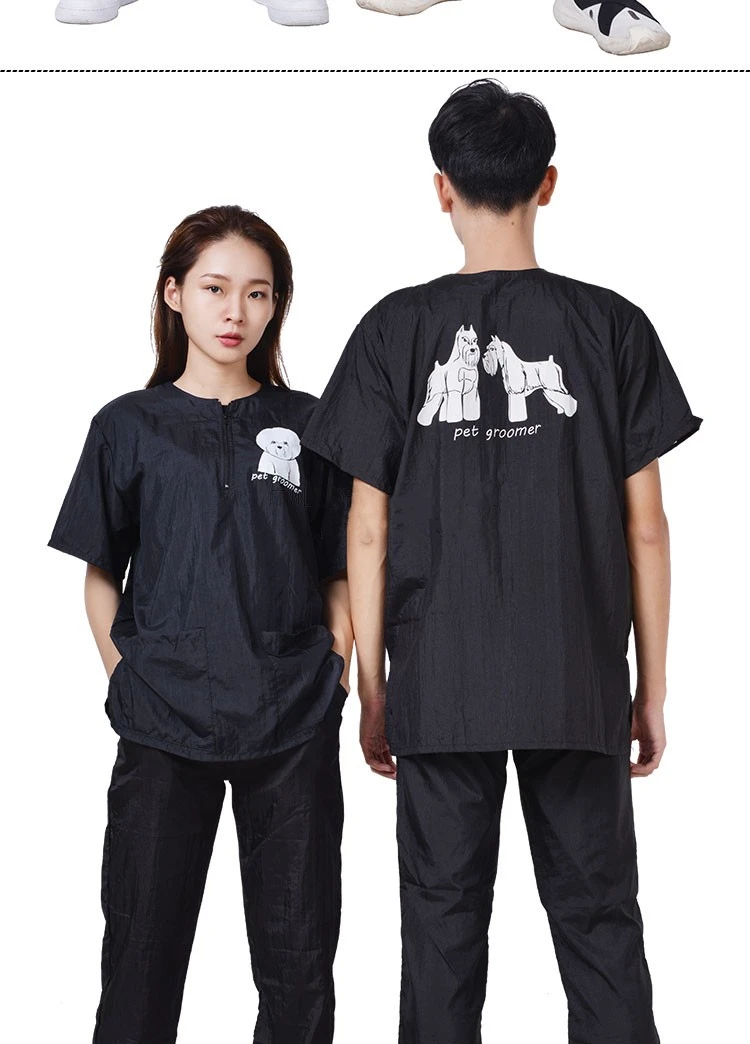S/M/L/XL/3XL Pet Groomer Waterproof Uniform Suit Cut Pet Hair Breathable Soft Pet Beautician Overalls Set Pro Groomer Robe G0708