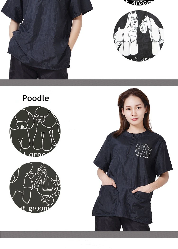 S/M/L/XL/3XL Pet Groomer Waterproof Uniform Suit Cut Pet Hair Breathable Soft Pet Beautician Overalls Set Pro Groomer Robe G0708