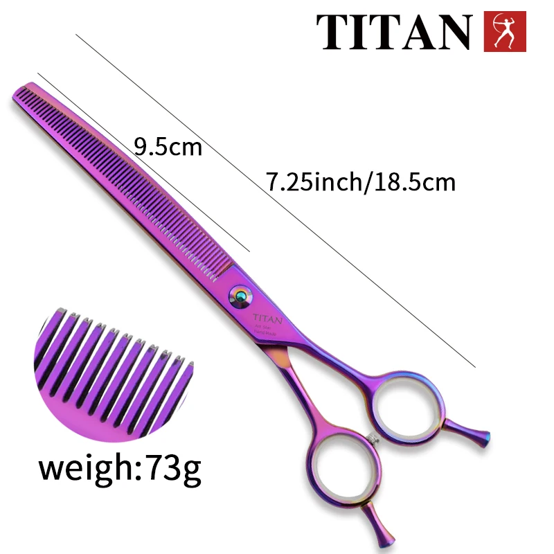 Titan high quality sus440c japan steel thinning 7inch barber tools shears pet dog cat grooming curved scissors