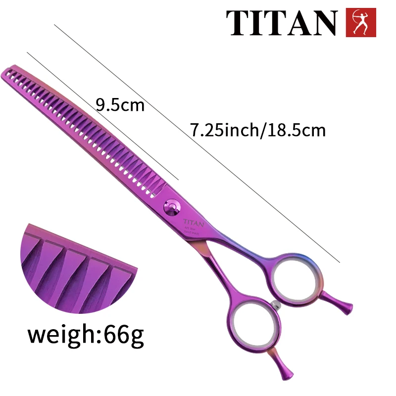 Titan high quality sus440c japan steel thinning 7inch barber tools shears pet dog cat grooming curved scissors