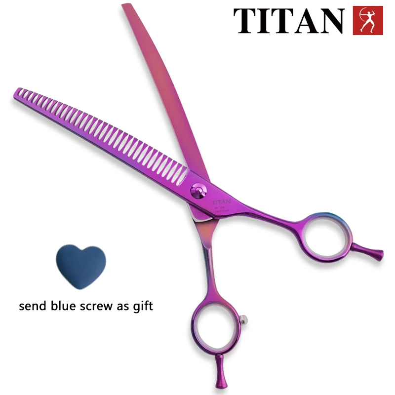 Titan high quality sus440c japan steel thinning 7inch barber tools shears pet dog cat grooming curved scissors